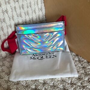 Alexander McQueen Ribcage Iridescent Leather Card